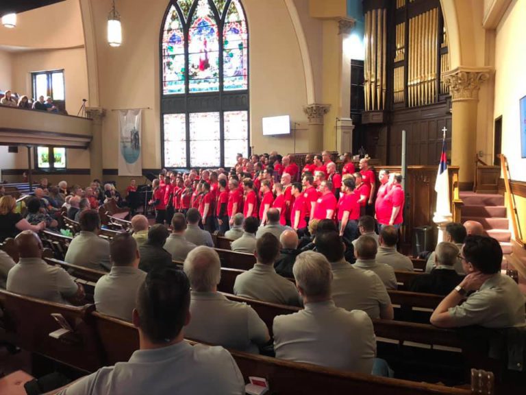 A photo of the Washington DC gay men's choir event in Dayton that we helped host.