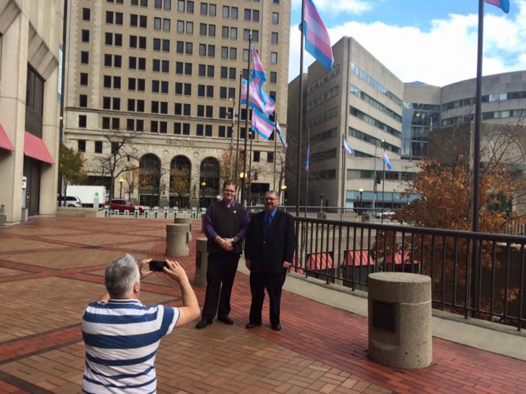 We held TDOR Events in Dayton and this year was the first year we were able to get the Transgender Flag flown on all the downtown flagpoles.